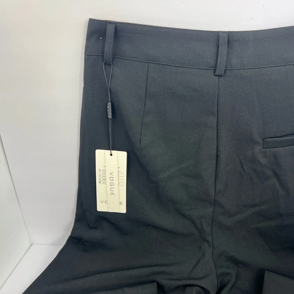 VOGUE STYLING WIDE LEG PANTS, JET BLACK COLOR, XL SIZE, 2 POCKETS IN FRONT